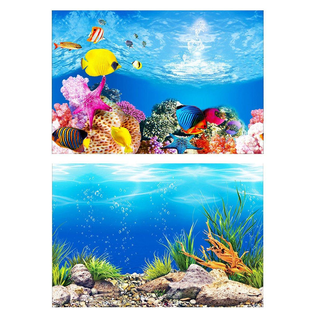 Aquarium Background Fish Tank Wallpaper Double Sided Decoration Sticker Paper - H-40cmx62cm