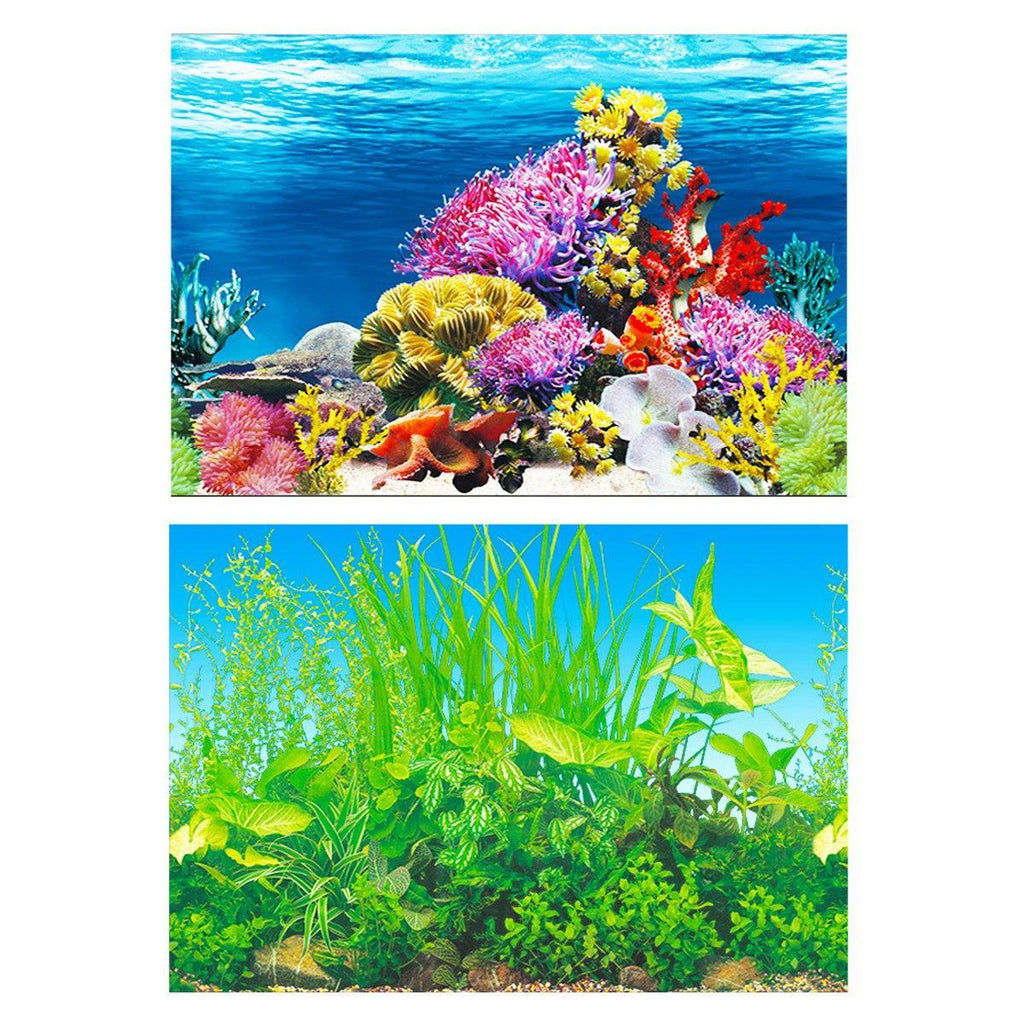 Aquarium Background Fish Tank Wallpaper Double Sided Decoration Sticker Paper - H-50cmx102cm