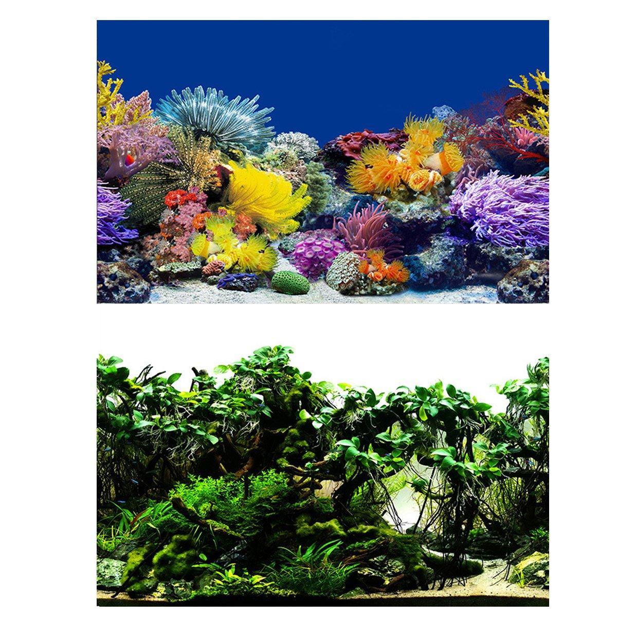 Aquarium Background Fish Tank Wallpaper Double Sided Decoration Sticker Paper - J-40cmx62cm