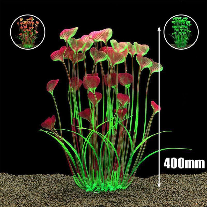 Aquarium 40cm Artificial Simulation Water Plants Fish Tank Plant Grass Decor - Red