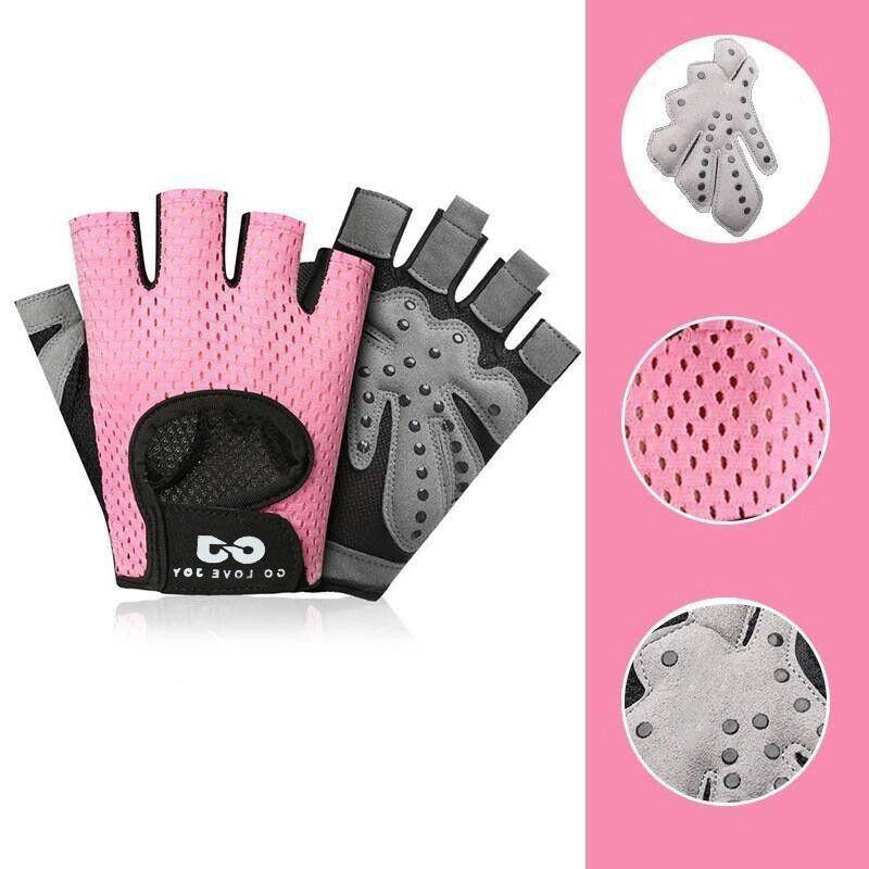 L Size Women Fitness Gym Training Gloves Half Finger Gel Weight Lifting Workout Gloves - Grey