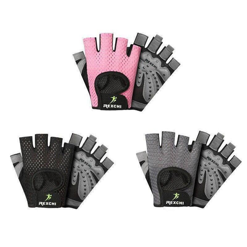 M Size Women Fitness Gym Training Gloves Half Finger Gel Weight Lifting Workout Gloves - Grey