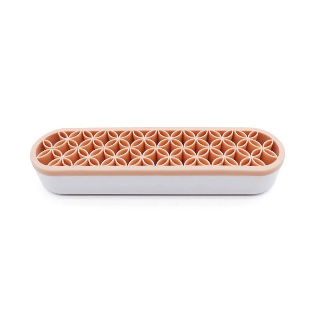 Silicone Makeup Organizer Cosmetic Storage Box Lipstick Brush Holder Desktop Box - Blue