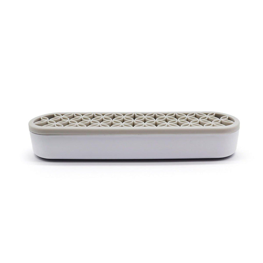 Silicone Makeup Organizer Cosmetic Storage Box Lipstick Brush Holder Desktop Box - Light Grey