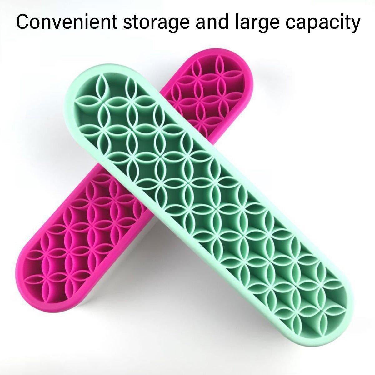 Silicone Makeup Organizer Cosmetic Storage Box Lipstick Brush Holder Desktop Box - Pink