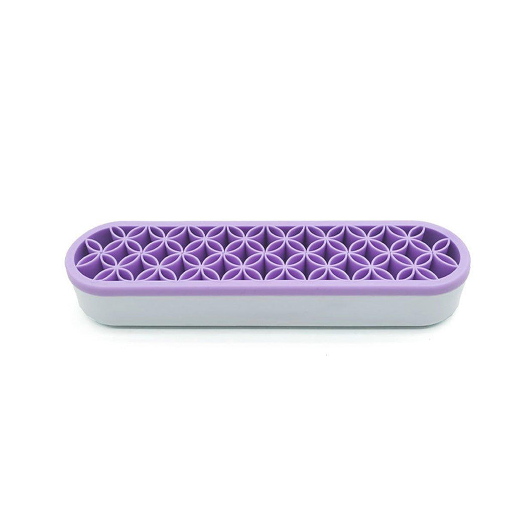 Silicone Makeup Organizer Cosmetic Storage Box Lipstick Brush Holder Desktop Box - Pink