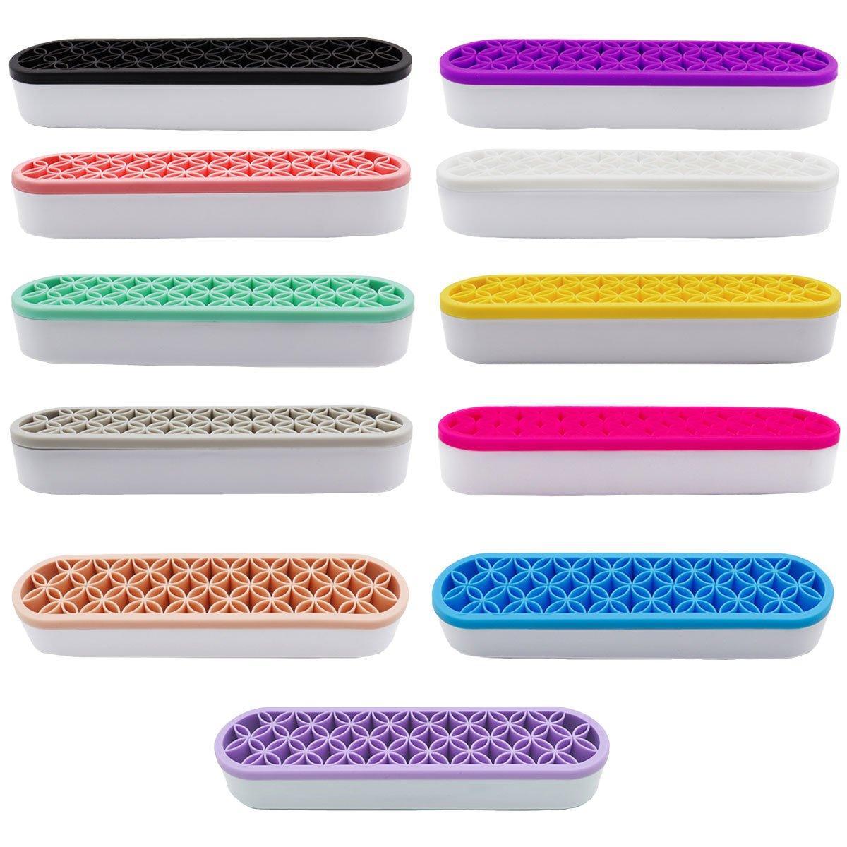 Silicone Makeup Organizer Cosmetic Storage Box Lipstick Brush Holder Desktop Box - Purple