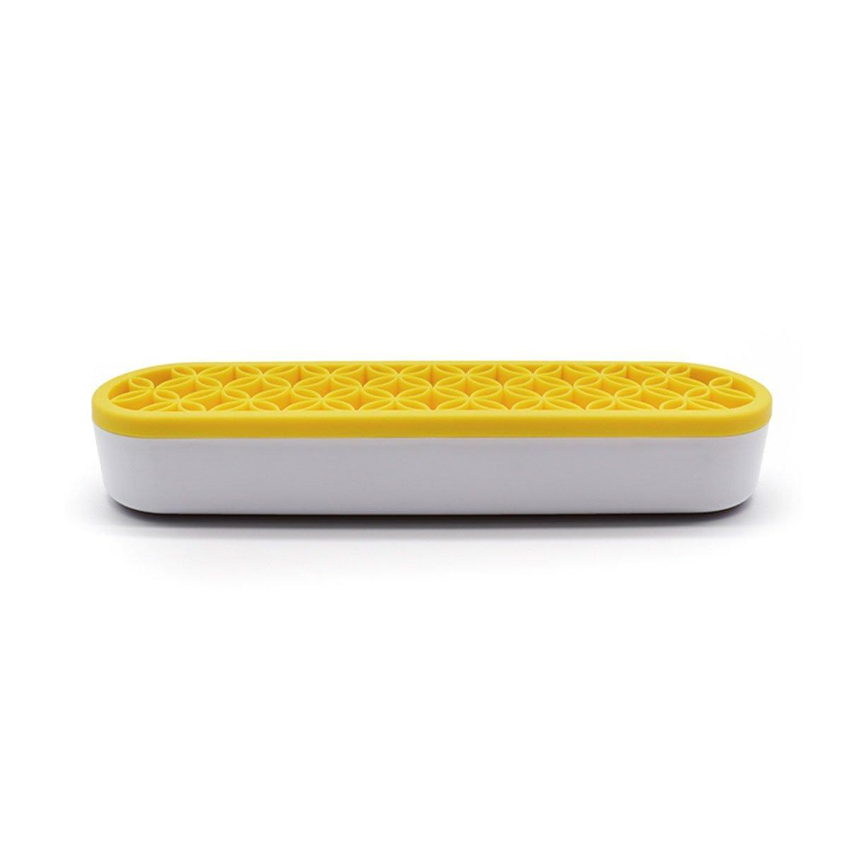 Silicone Makeup Organizer Cosmetic Storage Box Lipstick Brush Holder Desktop Box - Yellow