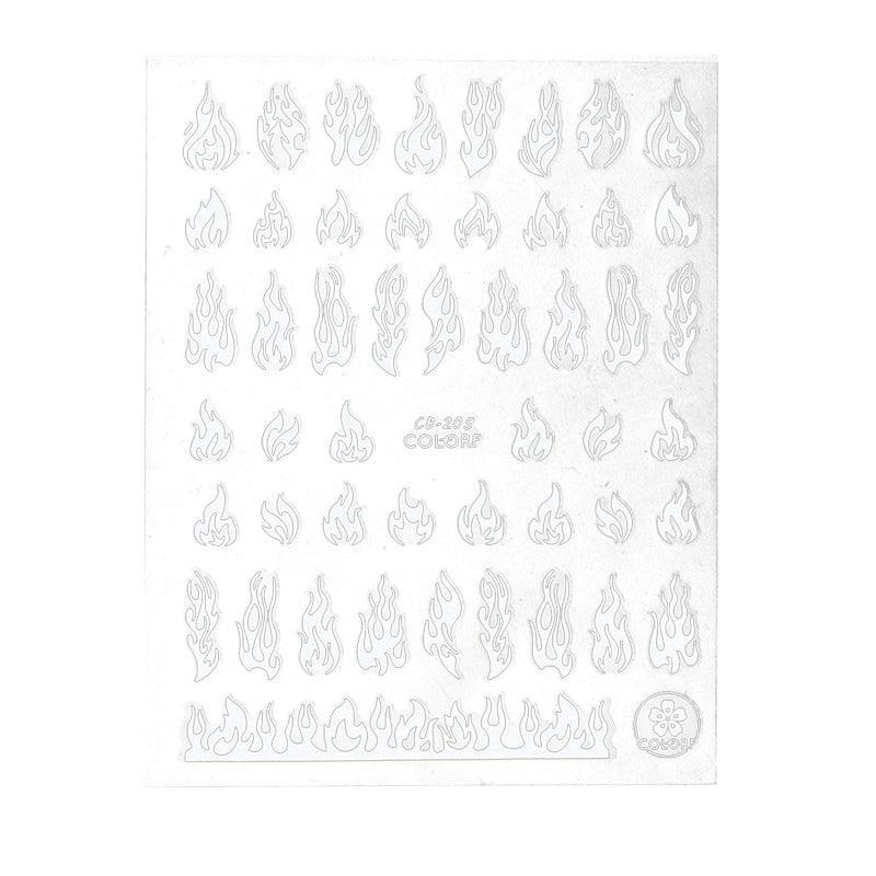 3D Flame Nail Stickers Fire Design Manicure Decals Self Adhesive Nail Art Sheet - Gold