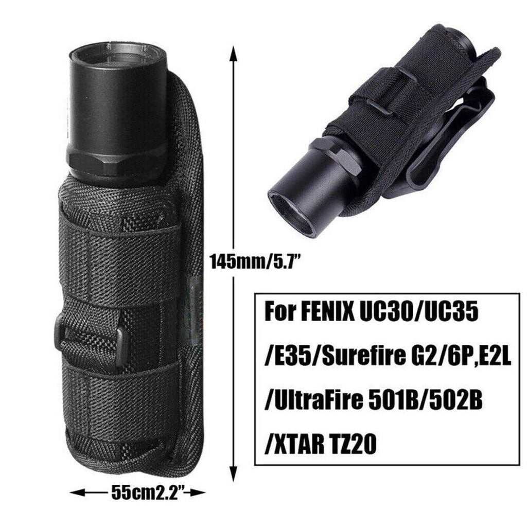Portable Outdoor Military Flashlight Bag Pouch Tactical Case Holster Belt Holder - Khaki