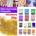 50G Fine Glitter Dust Powder Holographic Iridescent Metallic Body Nail Art Craft - Pink