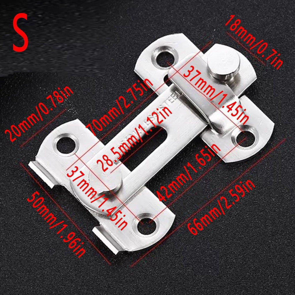 2 Sets 90 Degree Sliding Door Latch Lock Catch Kit for Home Use - Flat-Black-L