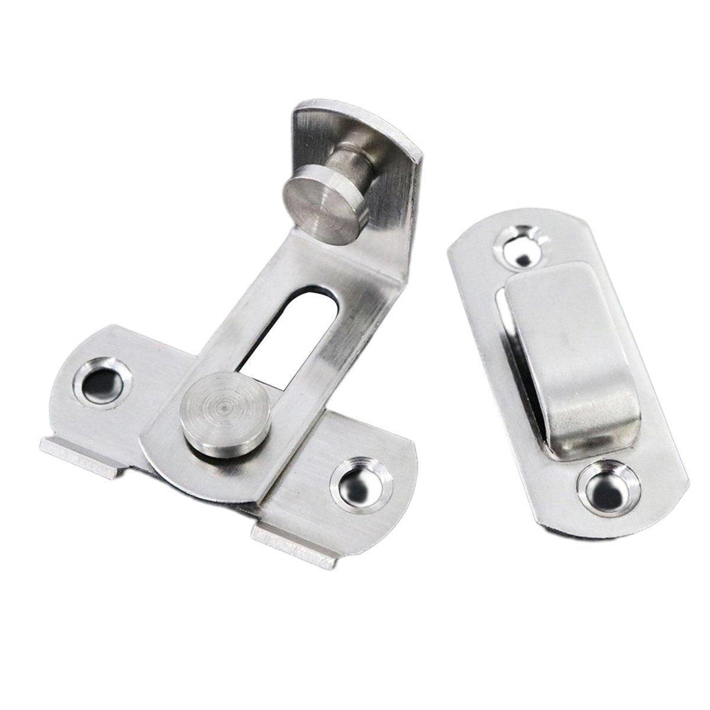 2 Sets 90 Degree Sliding Door Latch Lock Catch Kit for Home Use - Flat-Black-L