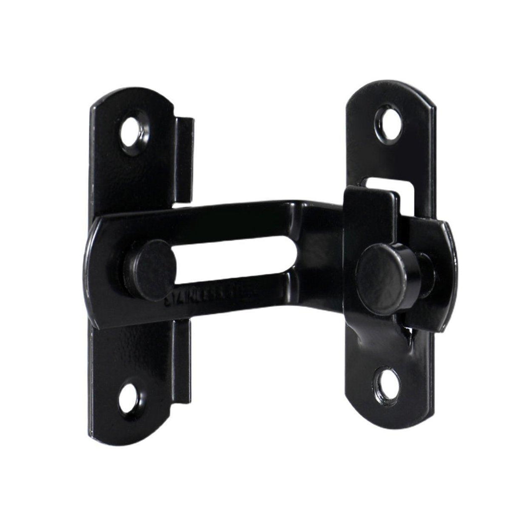 2 Sets 90 Degree Sliding Door Latch Lock Catch Kit for Home Use - Flat-Black-L