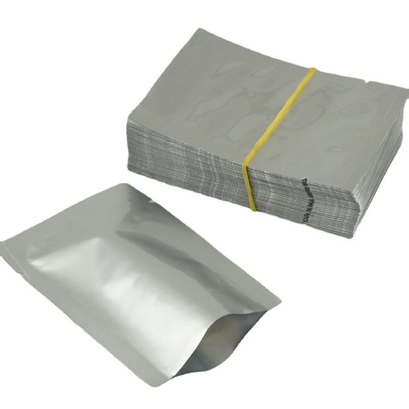 Silver Open Top Aluminum Foil Packaging Bags Heat Seal Vacuum Food Pouches - 20X30CM