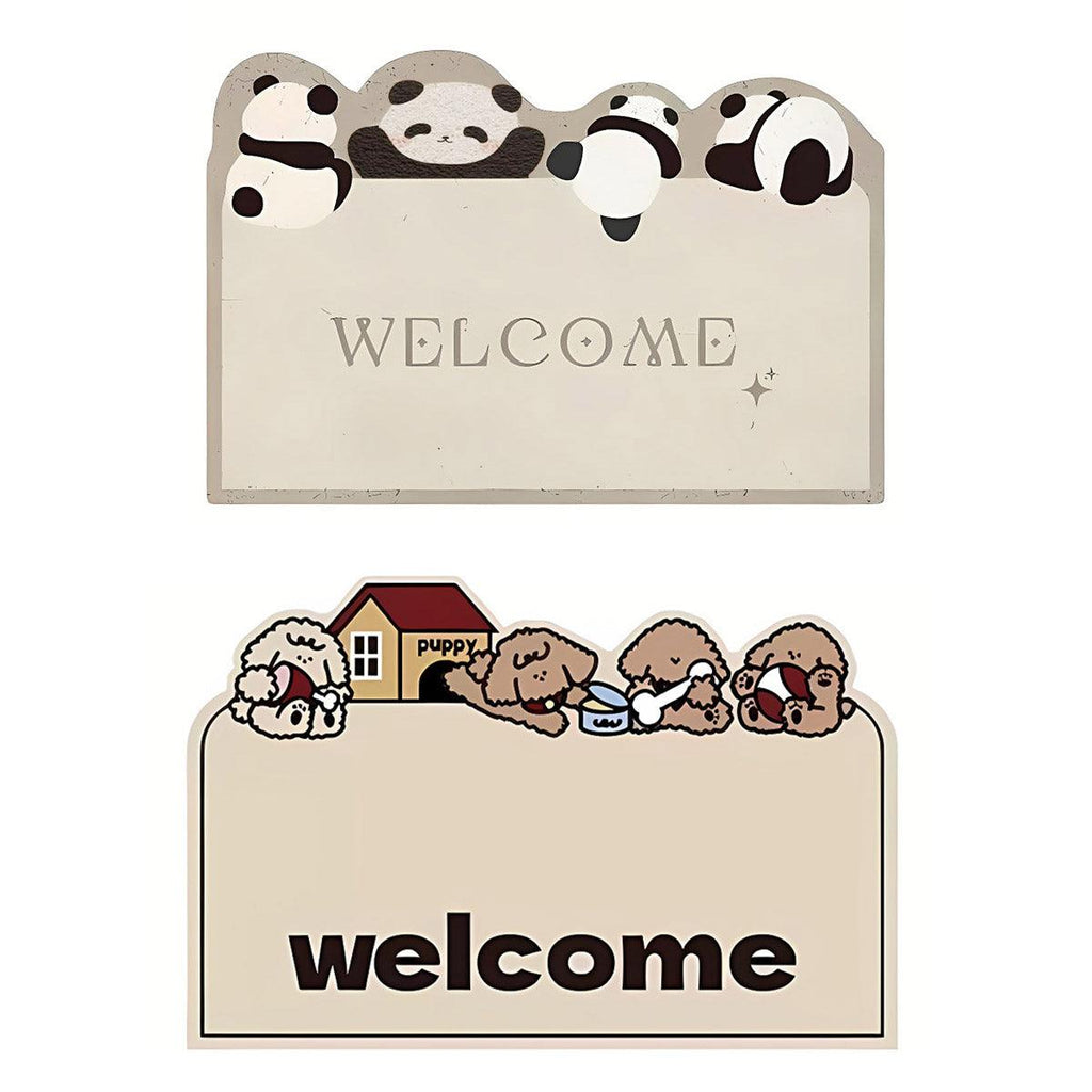 Cartoon Non Slip Household Silk Circle Floor Mat Durable Entryway Rug Can Be Cut - Dog