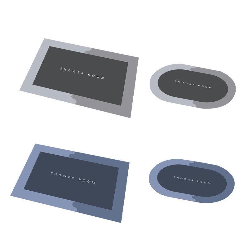 50x80CM Super Absorbent Floor Mat Soft Quick-Drying Non-Slip Diatom Mud Bath - Blue-Oval