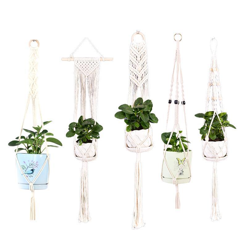 Macrame Plant Flower Pot Holder Hanger Hanging Planter Basket Hemp Rope Braided - #15
