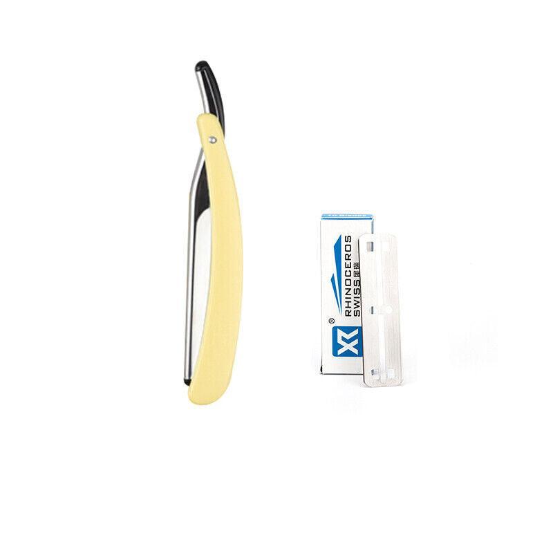 Old Shaver Razor Eyebrow Knife Folding Manual Shaver Holder Home Salon Tool Au - Black+10PCS Blades