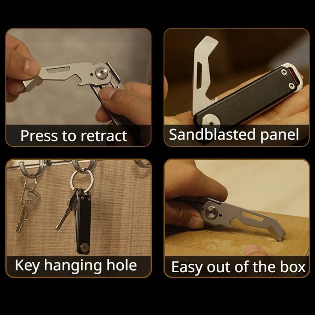 Multifunctional Folding Knife Case Opener Portable Bottle Opener EDC Tool Kit - Black