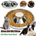 Stainless Steel Pet Bowl Slow Feeder Dish Puppy Dog Cat Food Feeding Weaning Bowl - M