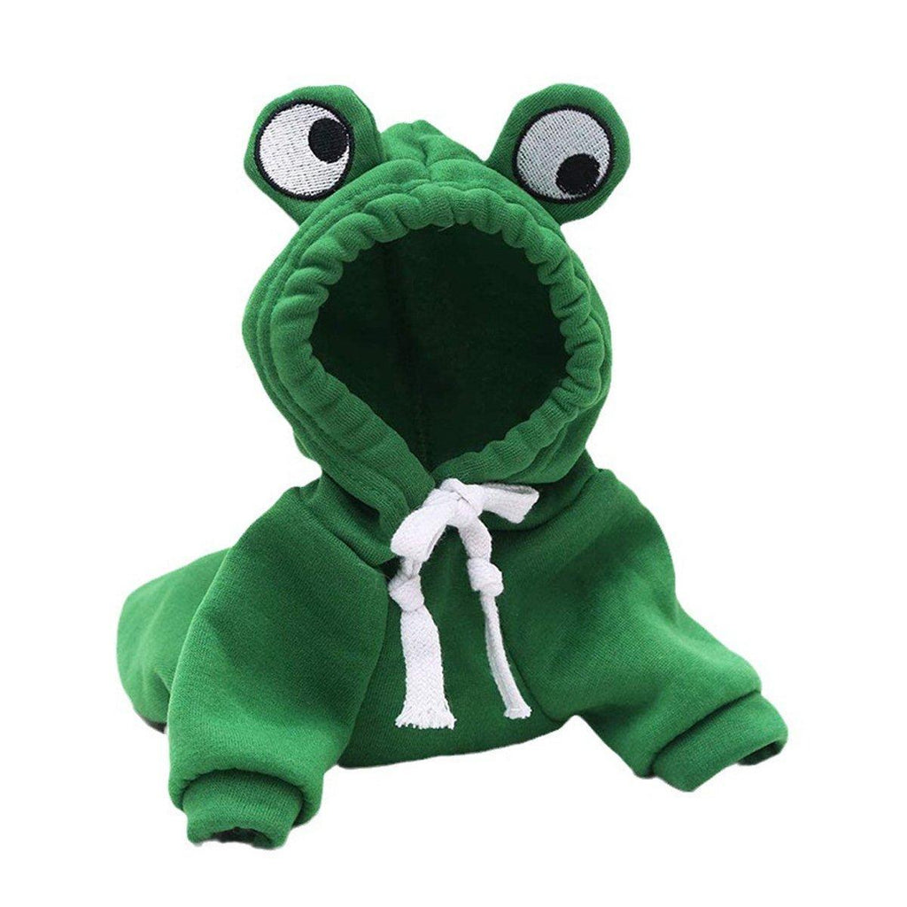Warm Hooded Cartoon Frog Pet Clothes for Dogs and Cats Autumn Winter Vest - S