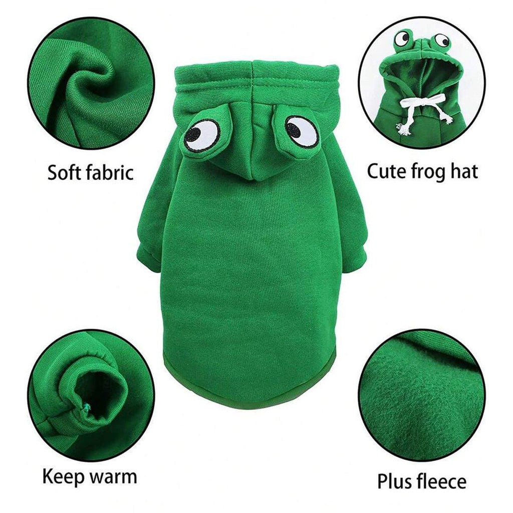Warm Hooded Cartoon Frog Pet Clothes for Dogs and Cats Autumn Winter Vest - XL