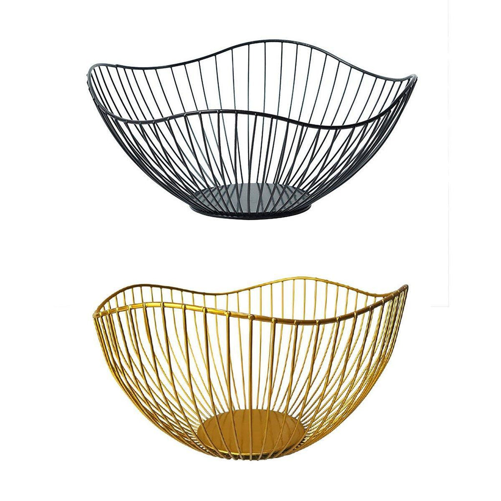 Large Iron Fruit Storage Basket Home Decor Snack Candy Plate Living Room Basket - Gold