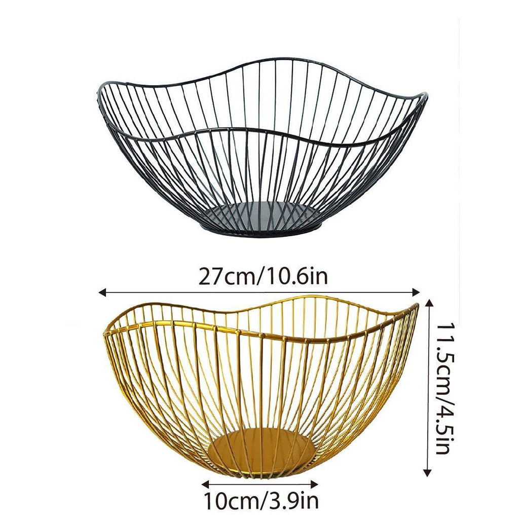 Large Iron Fruit Storage Basket Home Decor Snack Candy Plate Living Room Basket - Gold