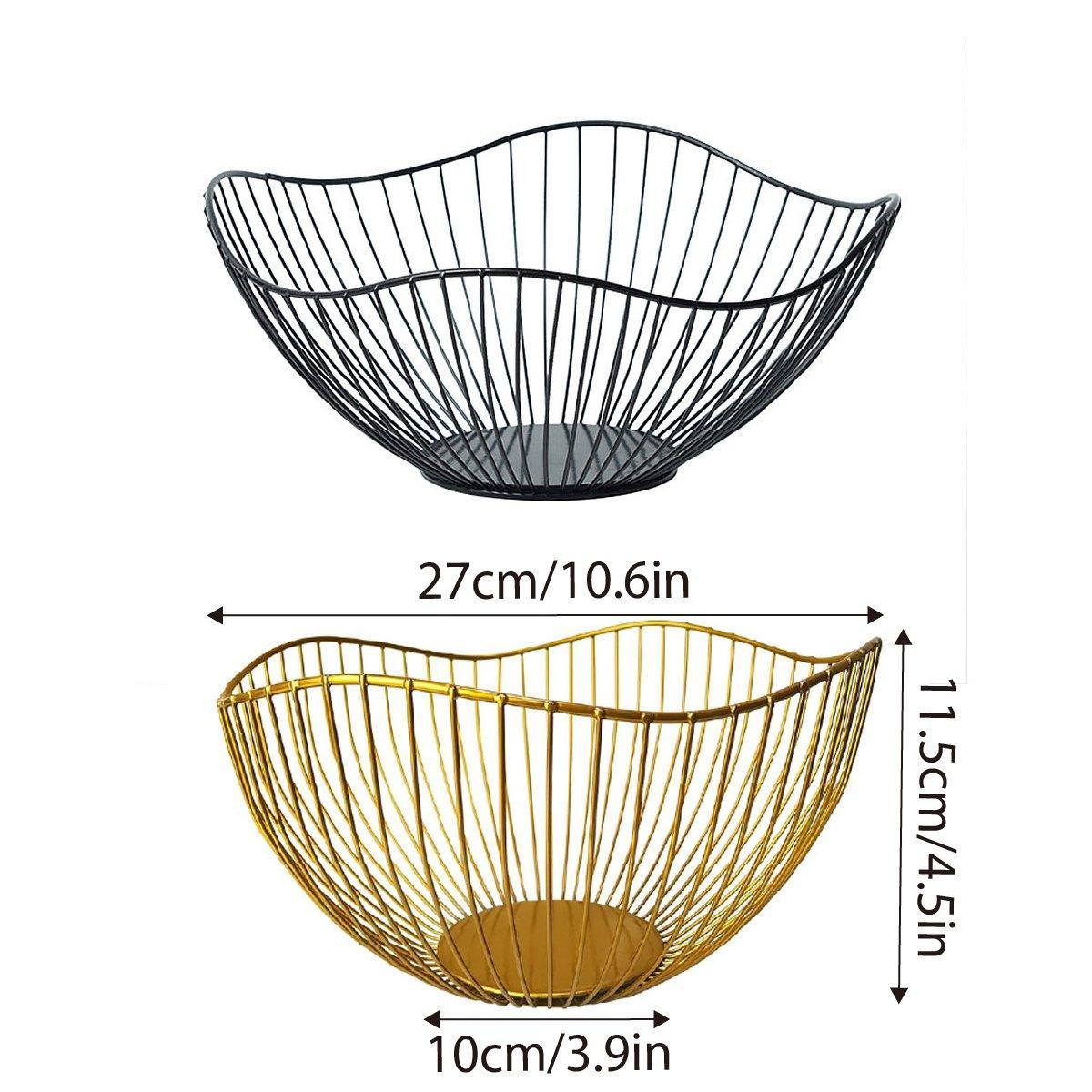 Large Iron Fruit Storage Basket Home Decor Snack Candy Plate Living Room Basket - Gold