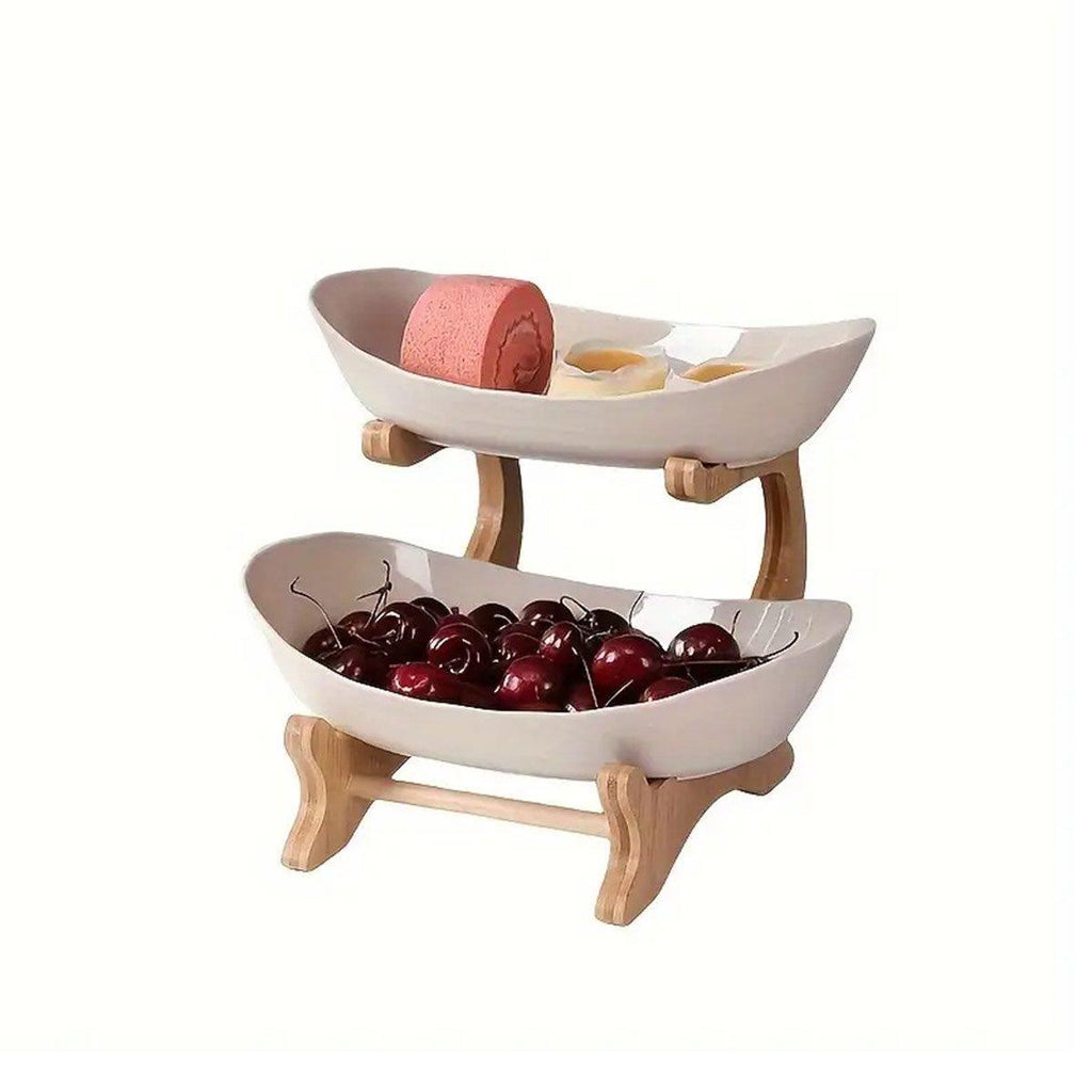 Modern Multi-layer Bamboo Fruit Snack Plate Rack Creative Living Room Plate Rack - Green
