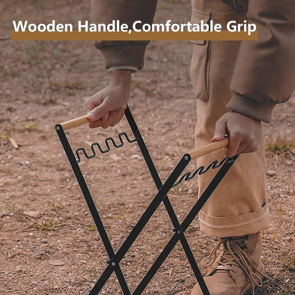Outdoor Portable Wooden Folding Garbage Rack Picnic Barbecue Plastic Bag Holder