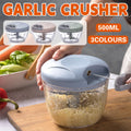 500ml Manual Meat Mincer Garlic Chopper Rotate Garlic Press Crusher Vegetable - Green