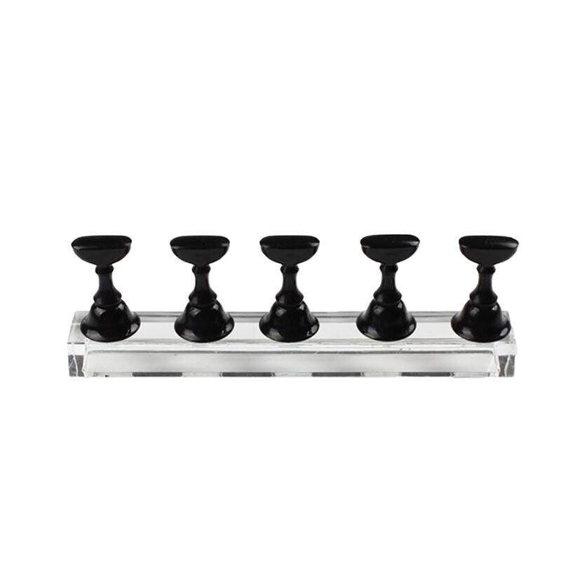 Acrylic Nail Display Stand with Snap On Tips Holders for Practice and Display - Black