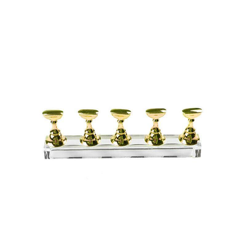 Acrylic Nail Display Stand with Snap On Tips Holders for Practice and Display - Silver