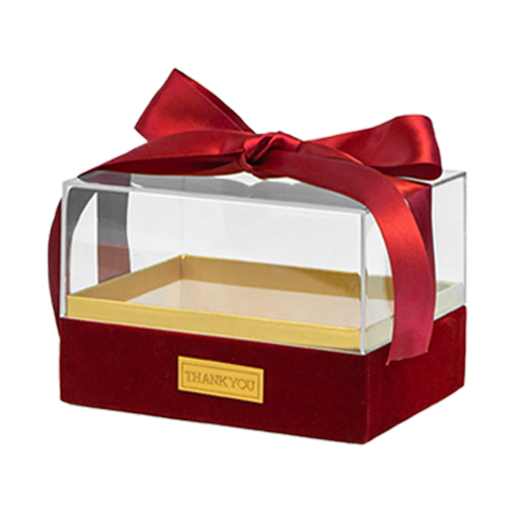 Acrylic Gift Box Clear Souvenir Display Case Bow Storage Container for Packaging - Champagne - L
