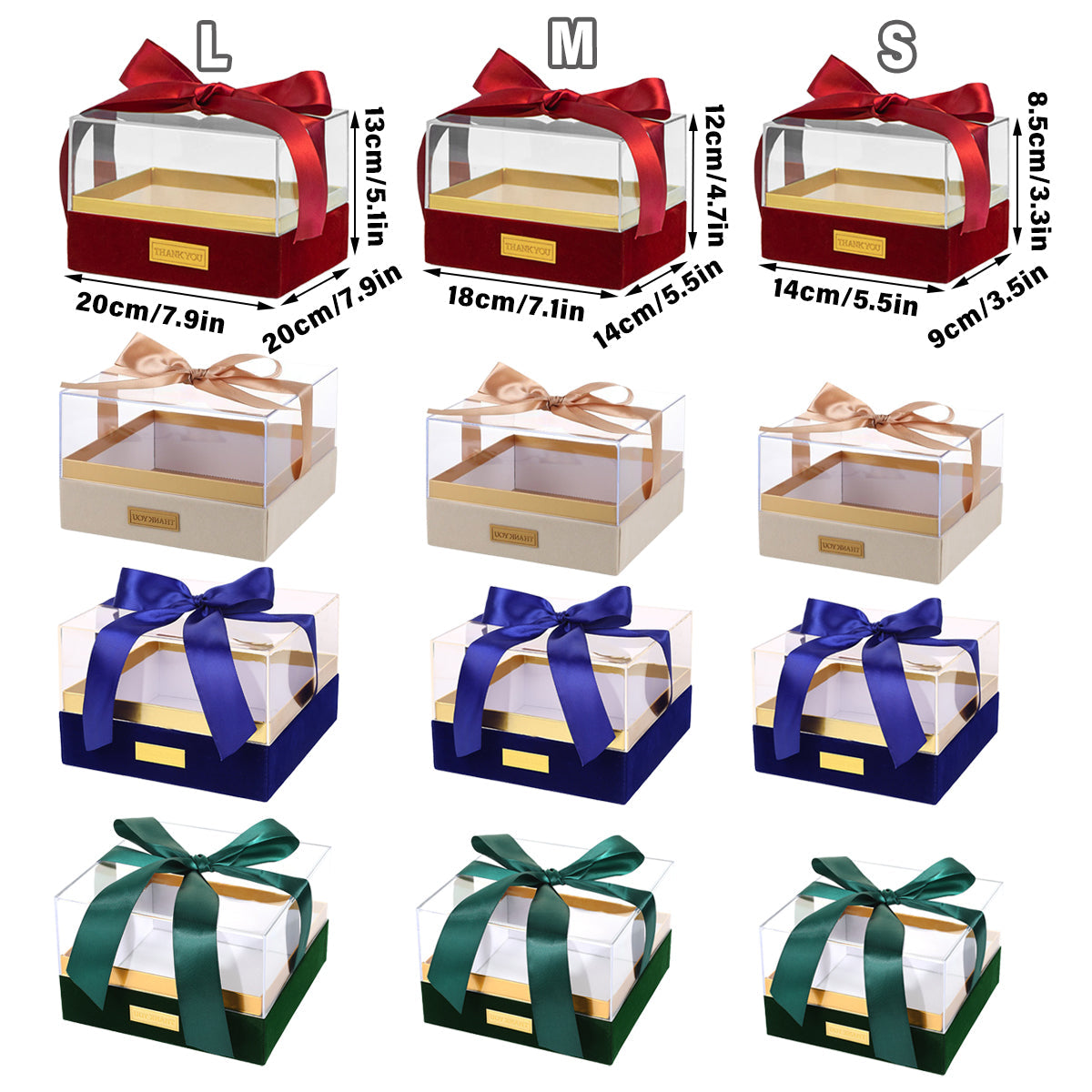 Acrylic Gift Box Clear Souvenir Display Case Bow Storage Container for Packaging - Green - L