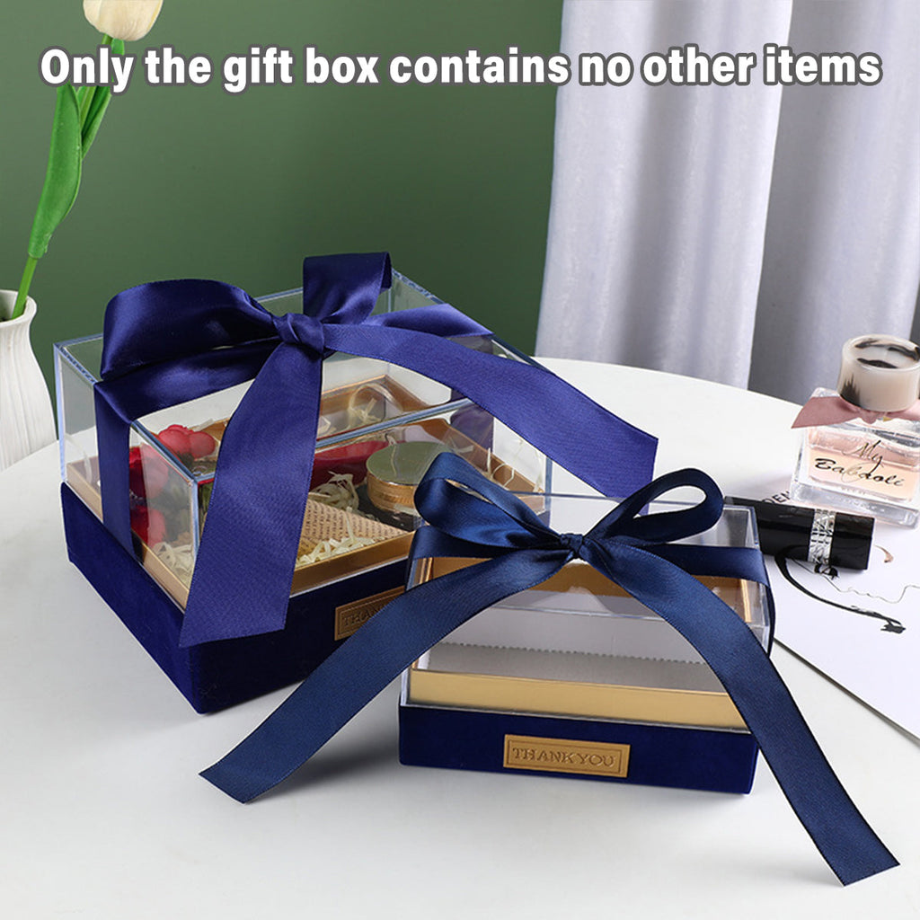 Acrylic Gift Box Clear Souvenir Display Case Bow Storage Container for Packaging - Green - L