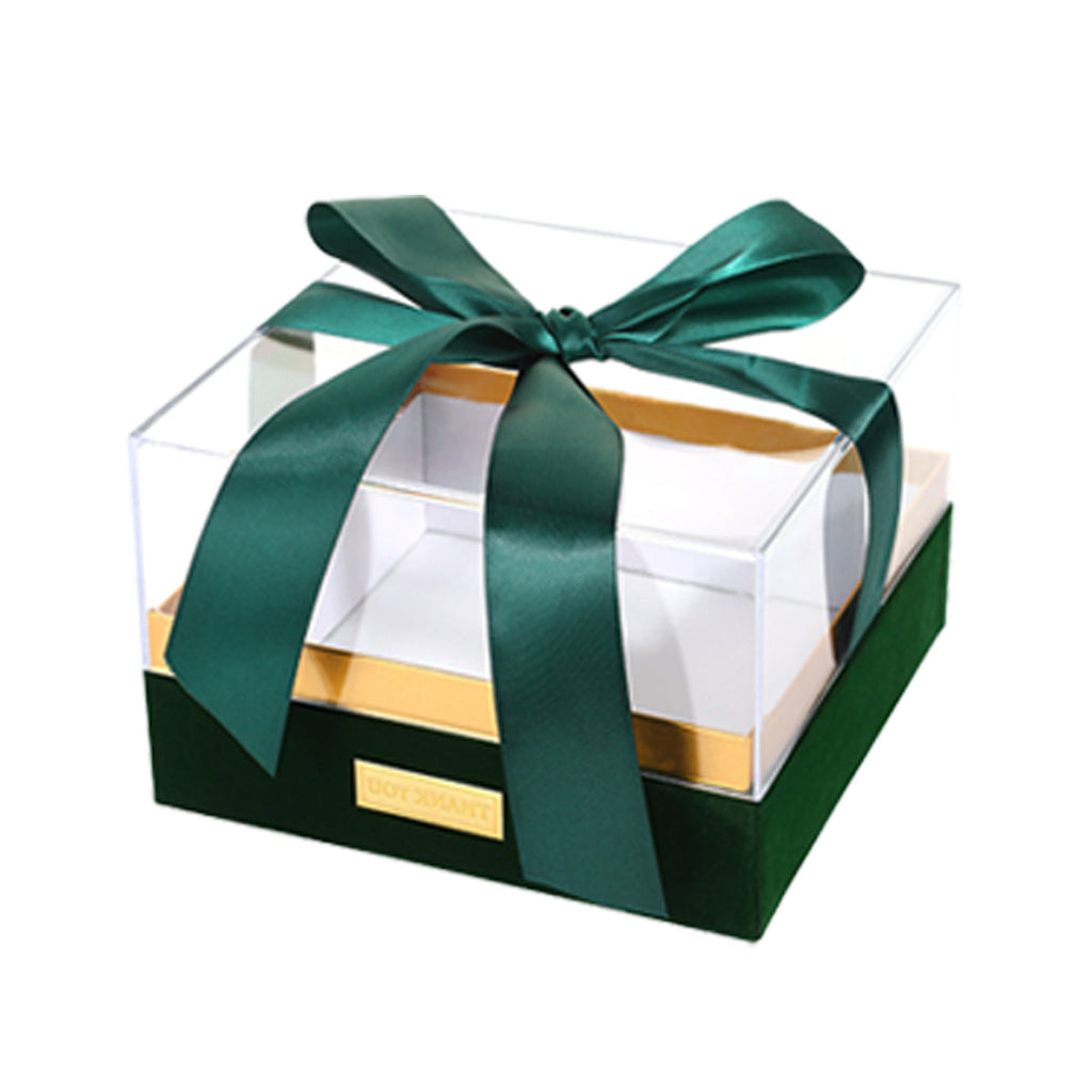 Acrylic Gift Box Clear Souvenir Display Case Bow Storage Container for Packaging - Green - L