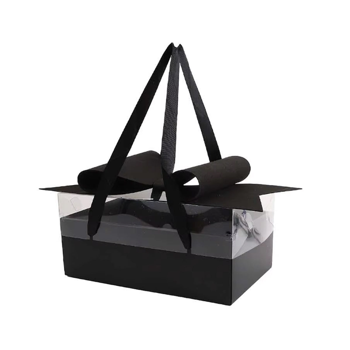 Clear Handheld Flower Gift Box Bow Fruit Flower Packaging Display Box Floral - Red