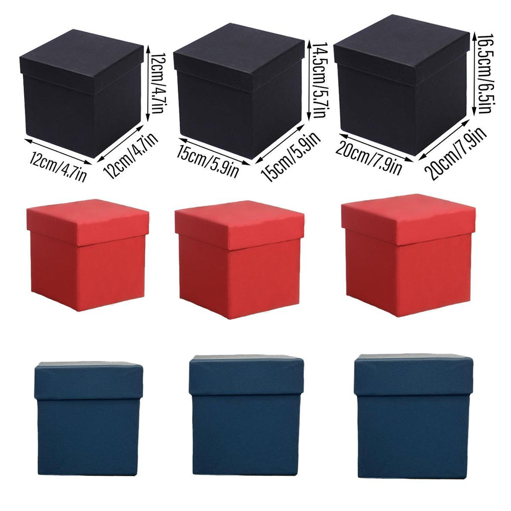 Square Gift Boxes 8pcs Empty Packaging Boxes for Favour Party Wedding Storage - Black-12x12cm