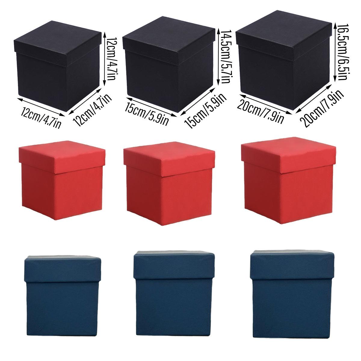Square Gift Boxes 8pcs Empty Packaging Boxes for Favour Party Wedding Storage - Black-12x12cm