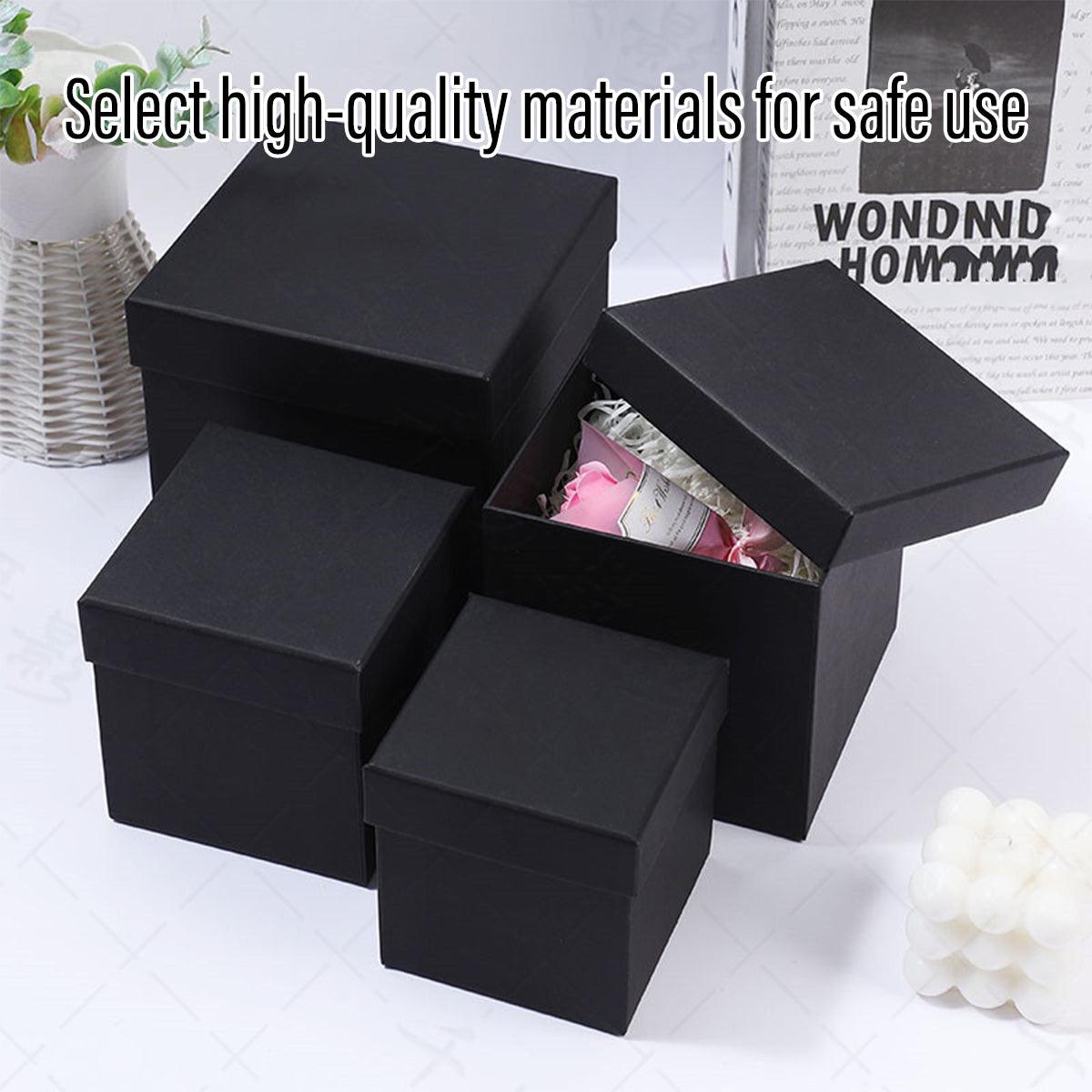 Square Gift Boxes 8pcs Empty Packaging Boxes for Favour Party Wedding Storage - Black-20x16.5cm