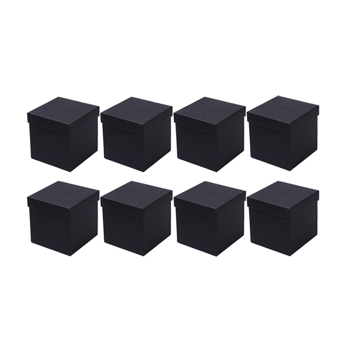 Square Gift Boxes 8pcs Empty Packaging Boxes for Favour Party Wedding Storage - Black-20x16.5cm