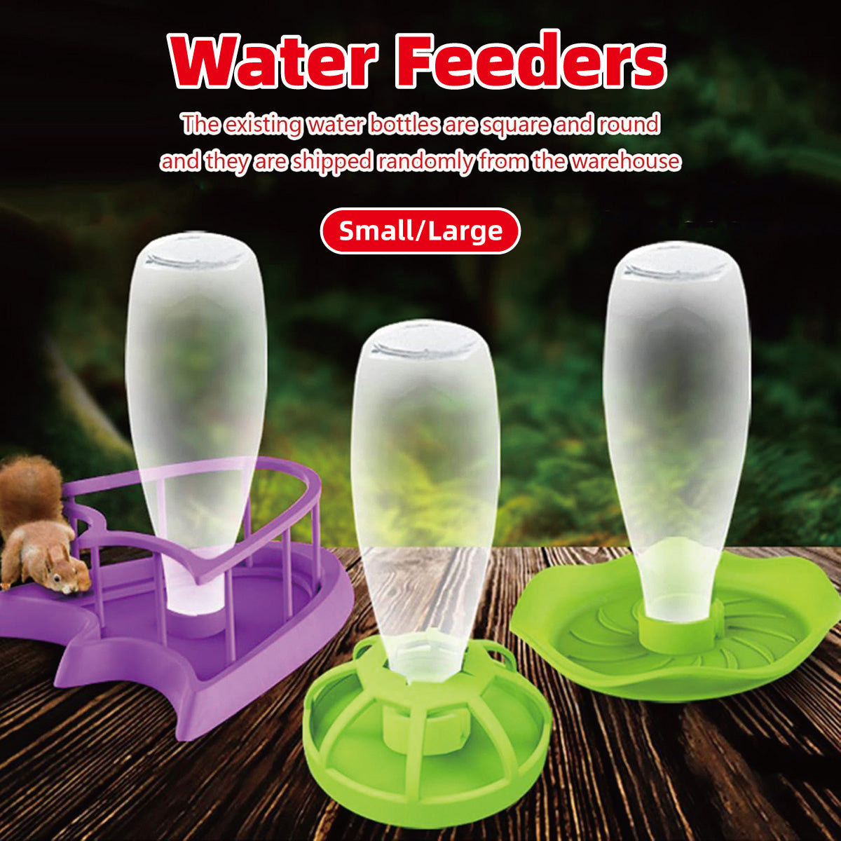 Reptile Water Bowl with Bottle for Lizard Gecko Snake Inverted Bottle Dispenser - Green Lotus Leaf
