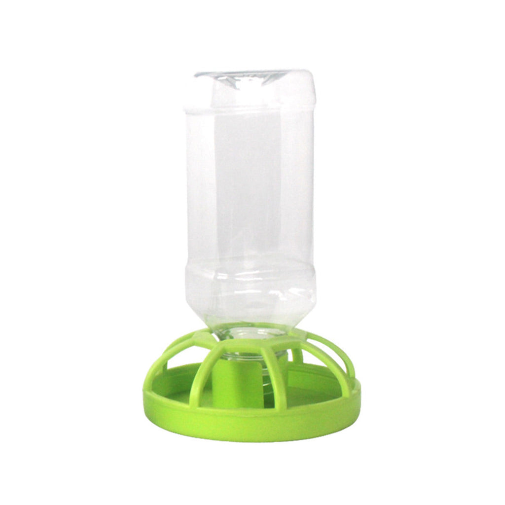 Reptile Water Bowl with Bottle for Lizard Gecko Snake Inverted Bottle Dispenser - Green Lotus Leaf