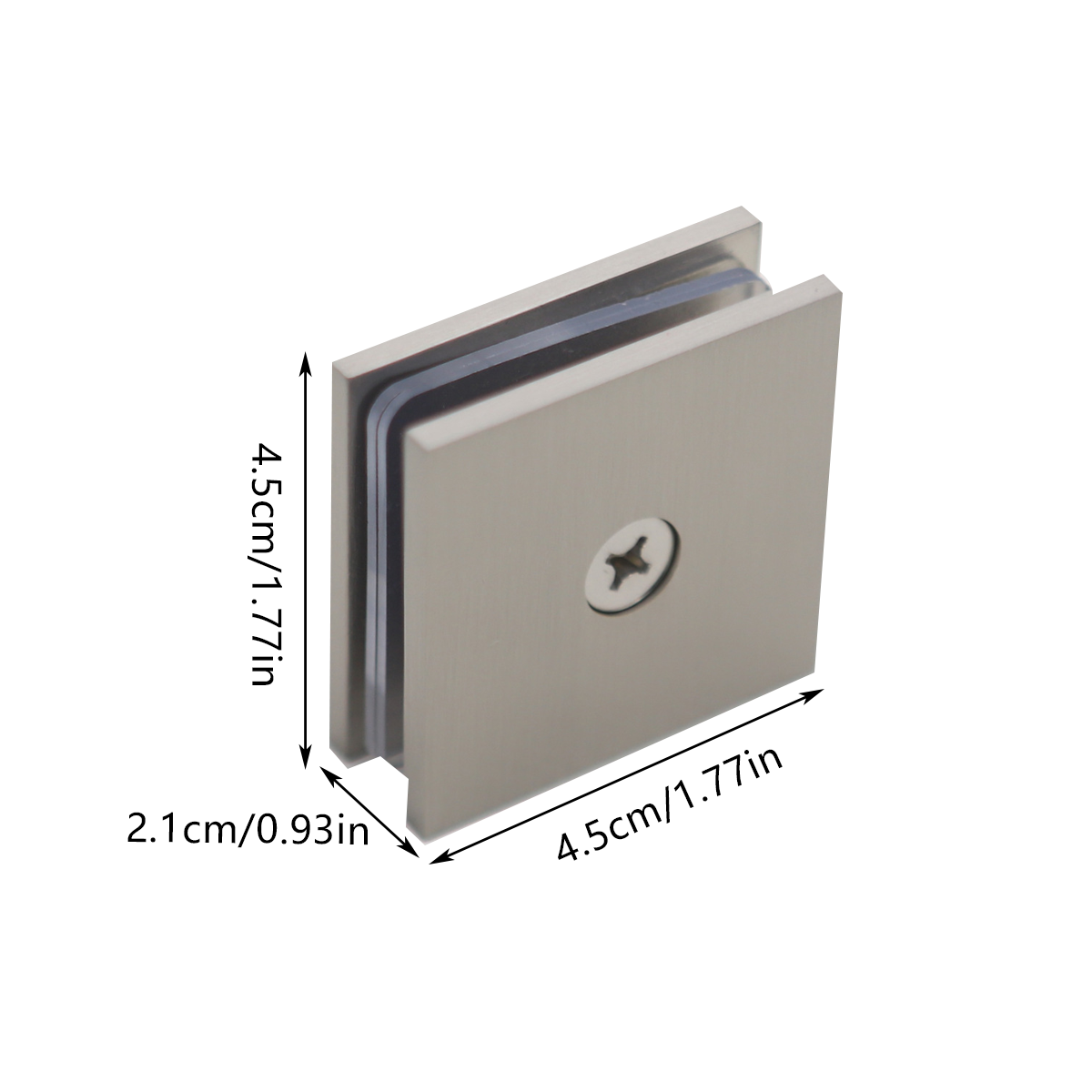 Shower Glass Clip Single Hole Square Bracket Partition Bathroom Accessories - Chrome