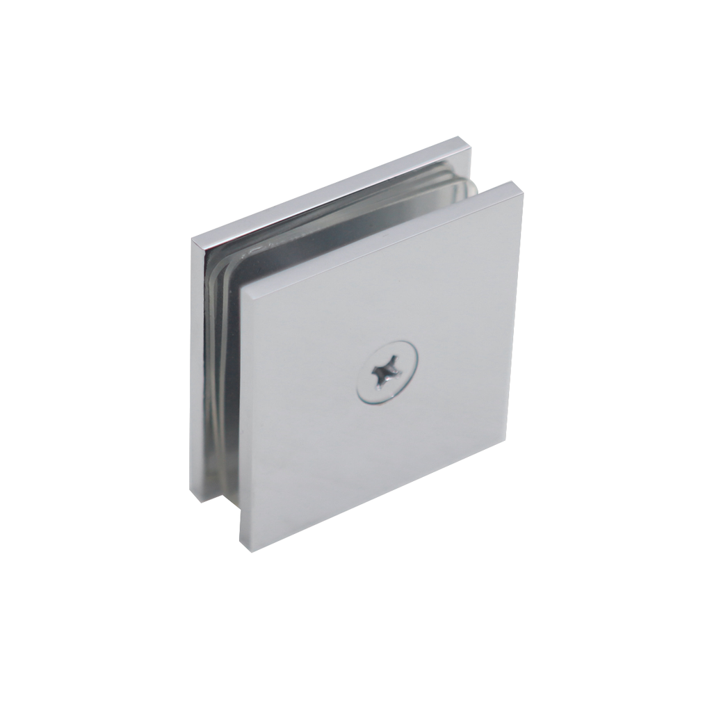 Shower Glass Clip Single Hole Square Bracket Partition Bathroom Accessories - Nickel