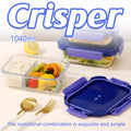 Glass Food Storage Container 1040ml Lunch Bento Box with Lid for Kitchen Prep