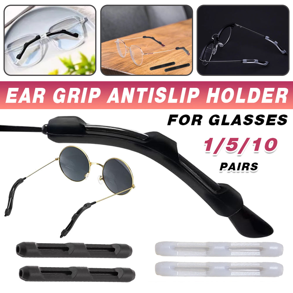 Silicone Eyeglasses Temple Hook Anti Slip Ear Grip Tips Holder for Glasses Spectacles - Transparent 5pairs